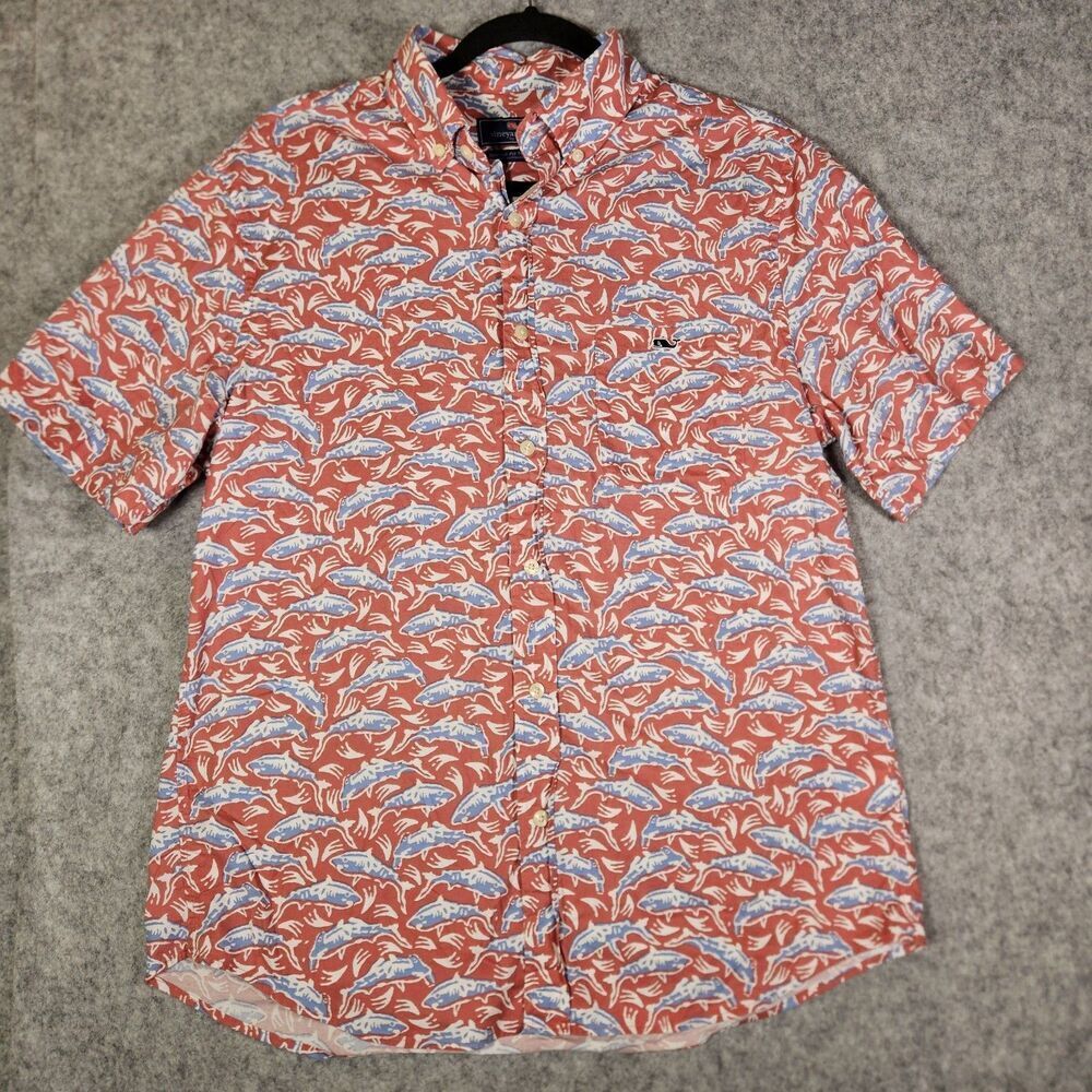 Vineyard Vines Mens Shark Classic Fit Tucker Button Up Shirt Casual Summer Sz M